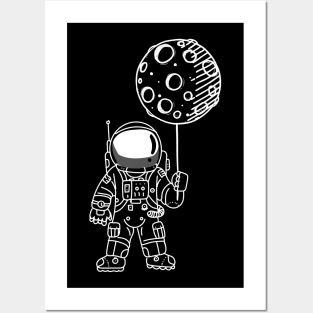 Astronaut Moon Balloon Posters and Art